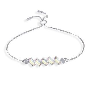 Emerald Bar Adjustable Bar Bracelet with Swarovski Crystals